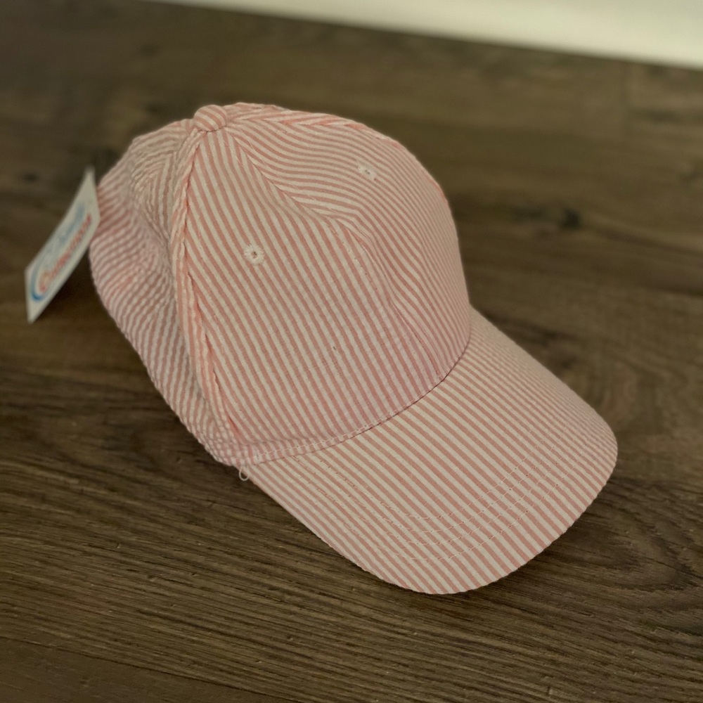 Pink Seersucker Adjustable Hat 💕Monogram Option